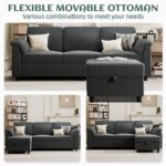 Vongrasig Convertible Sectional Sofa Couch, 3 Seat L Shaped Sofa with Removable Pillows Soft Corduroy Fabric Small Couch Mid Century for Living Room, Apartment and Office (Gray) - Image 8