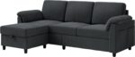 Vongrasig Convertible Sectional Sofa Couch, 3 Seat L Shaped Sofa with Removable Pillows Soft Corduroy Fabric Small Couch Mid Century for Living Room, Apartment and Office (Gray) - Image 9
