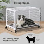 36 Inch Collapsible Dog Crate with Diamond Mesh, No-Tool Assembly Foldable Dog Kennel with 4 Lockable Wheels,Removable Tray,Portable Dog Cage for Medium/Large Dogs, Space-Saving, Indoor Outdoor Use - Image 3