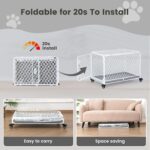36 Inch Collapsible Dog Crate with Diamond Mesh, No-Tool Assembly Foldable Dog Kennel with 4 Lockable Wheels,Removable Tray,Portable Dog Cage for Medium/Large Dogs, Space-Saving, Indoor Outdoor Use - Image 4