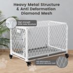 36 Inch Collapsible Dog Crate with Diamond Mesh, No-Tool Assembly Foldable Dog Kennel with 4 Lockable Wheels,Removable Tray,Portable Dog Cage for Medium/Large Dogs, Space-Saving, Indoor Outdoor Use - Image 5