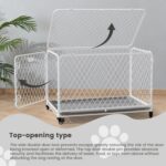 36 Inch Collapsible Dog Crate with Diamond Mesh, No-Tool Assembly Foldable Dog Kennel with 4 Lockable Wheels,Removable Tray,Portable Dog Cage for Medium/Large Dogs, Space-Saving, Indoor Outdoor Use - Image 7
