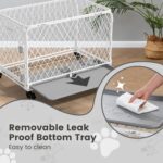 36 Inch Collapsible Dog Crate with Diamond Mesh, No-Tool Assembly Foldable Dog Kennel with 4 Lockable Wheels,Removable Tray,Portable Dog Cage for Medium/Large Dogs, Space-Saving, Indoor Outdoor Use - Image 8