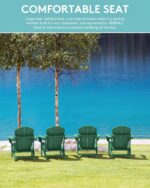 SERWALL Folding Adirondack Chair Set of 2 with Cup Holder, Fire Pit -Green | All Weather Adirondack Chairs Set for Patio Garden, HIPS Plastic Patio Chairs with Wood Texture, SGS Tested - Image 9