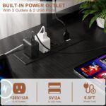 Aheaplus L Shaped Desk Gaming Desk, 59" L Shaped Computer Desk with LED Light & Power Outlet, Reversible Home Office Desk Gamer Desks with Shelves & Storage Bag & Hooks, Corner PC Desk, Black - Image 6