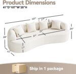 ONEMMLION 107" Modern Curved Sofas for Living Room, Cream White | Chenille Oversized Plush 4-Seater Boucle Cloud Couch with Extra-Deep Seating for Small Spaces, Apartment - Image 3