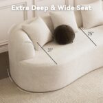 ONEMMLION 107" Modern Curved Sofas for Living Room, Cream White | Chenille Oversized Plush 4-Seater Boucle Cloud Couch with Extra-Deep Seating for Small Spaces, Apartment - Image 5