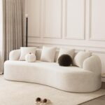 ONEMMLION 107" Modern Curved Sofas for Living Room, Cream White | Chenille Oversized Plush 4-Seater Boucle Cloud Couch with Extra-Deep Seating for Small Spaces, Apartment - Image 6