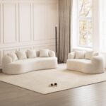 ONEMMLION 107" Modern Curved Sofas for Living Room, Cream White | Chenille Oversized Plush 4-Seater Boucle Cloud Couch with Extra-Deep Seating for Small Spaces, Apartment - Image 10