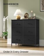 SONGMICS BELLAH Collection - Dresser for Bedroom, Chest of Drawers, Storage Organizer Unit, Closet, Entryway, Steel, 6 Drawers, Modern, Ink Black and Ebony Black ULGS123B01S - Image 4