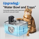 DownyPaws Cat Water Fountain Stainless Steel Wireless Automatic, Metal | Cordless Battery Operated Pet Water Fountain, 101 Oz/3L Water Fountain for Cats Drinking with Motion Sensor - Image 3