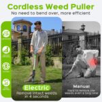 Weed Puller Tool, 21V Powerful Garden Tools Electric Weeding Tool | Gardening Tools Weeder Tool with 2.0Ah Battery and Charger, 3-Claw Steel Head for Smooth Weeding, Gifts for Men Women - Image 3