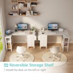 Lufeiya White L Shaped Computer Desk with Drawers & Storage Shelves, 47 Inch Corner Reversible Desk with Power Outlet for Home Office Bedroom, L-Shaped Teen PC Desks with Fabric Drawer, White - Image 5