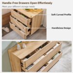 3 Piece Bedroom Furniture Set, 7 Drawer Dresser (52" W) & Two 22" Nightstands, Modern Push-to-Open Drawers, Curved Profile, Dresser and Nightstand Sets for Bedroom, Natural Oak - Image 5