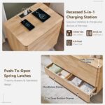 3 Piece Bedroom Furniture Set, 7 Drawer Dresser (52" W) & Two 22" Nightstands, Modern Push-to-Open Drawers, Curved Profile, Dresser and Nightstand Sets for Bedroom, Natural Oak - Image 6