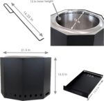 Sunnydaze Wood-Burning Smokeless Fire Pit with Log Poker - Stainless Steel Smokeless Fire Pit for The Backyard - Black - 21.5-Inch, KF-154 - Image 4