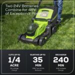 Greenworks 48V 17 in Push Lawn Mower, (2) 4.0 Ah Batteries, Charger - Image 4