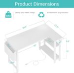 Lufeiya White L Shaped Computer Desk with Power Outlet Shelves, 40 Inch Small Reversible Corner Desk for Small Space Home Office, L-Shaped Desk PC Desks, White - Image 4