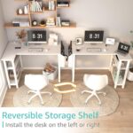 Lufeiya White L Shaped Computer Desk with Power Outlet Shelves, 40 Inch Small Reversible Corner Desk for Small Space Home Office, L-Shaped Desk PC Desks, White - Image 6