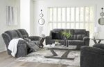 Signature Design by Ashley Frohn Manual Reclining Sofa, Gray Chenille | 3-in wall hugger profile, 100% polyester chenille, Snap-on back assembly, 3-position manual pull-tab recline - Image 3