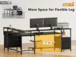 Furologee 66'' L Shaped Gaming Desk with 6 Drawers, LED, Outlets, Black | Reversible Large Corner Computer Desk with Printer Storage Shelves, LED Lights, Monitor Stand for Home Office, Working Study - Image 7