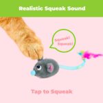 Catify Interactive Cat Toy - Squeaking Mice Set, Beige & Gray | Catnip Infused, Tap to Activate Squeaks, Soft, For Indoor Kittens & Cats, Independent Play, Attaches to Wand, Pack of 2 - Image 3