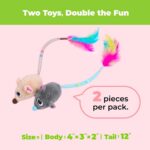 Catify Interactive Cat Toy - Squeaking Mice Set, Beige & Gray | Catnip Infused, Tap to Activate Squeaks, Soft, For Indoor Kittens & Cats, Independent Play, Attaches to Wand, Pack of 2 - Image 8