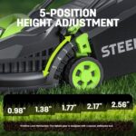 STEELITE Cordless Lawn Mower, 20V Battery Powered Lawn Mower 13 Inch, Brushless Electric Lawn Mower with 4.0Ah Battery and Charger, Walk Behind Mower for Small Yards - Image 4