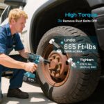 Seesii Impact Wrench 665 FT-LBS(900N.m) 3300IPM 1/2 Impact Gun High Torque Electric Impact Driver Cordless Impact Wrench with 21V 2x4.0Ah Battery 6 Sockets&Case for Home Car Tire Lug Nut Removal Tool - Image 3