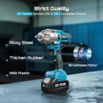 Seesii Impact Wrench 665 FT-LBS(900N.m) 3300IPM 1/2 Impact Gun High Torque Electric Impact Driver Cordless Impact Wrench with 21V 2x4.0Ah Battery 6 Sockets&Case for Home Car Tire Lug Nut Removal Tool - Image 8