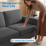 4 Piece Convertible Sectional Sofa Set, Dark Grey | Modern Upholstered, Side Pockets & Storage Ottoman, Linen Couch Sets, Sectional Sofa + Loveseat + Single - Image 5
