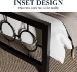 Allewie Queen Vintage Metal Bed Frame with Headboard, No Box Spring Needed | Black iron queen platform bed features Victorian style headboard and footboard, heavy duty support, and easy assembly. - Image 6