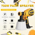 VONFORN Paint Sprayer, 700W Spray Paint Gun with 4 Nozzles & 3 Patterns | with Cleaning & Blowing Joints, Easy to Clean, for Furniture, Cabinets, Fence, Walls, Door, Garden Chairs etc. Yellow - Image 3