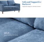 60" Chenille Sofa, Loveseat Couch, Mid Century Modern Love Seat Couches with Solid Wood Frame for Living Room Bedroom - Image 6