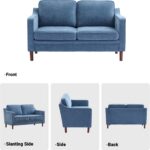 60" Chenille Sofa, Loveseat Couch, Mid Century Modern Love Seat Couches with Solid Wood Frame for Living Room Bedroom - Image 8