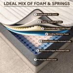Queen Mattress, 12 Inch Queen Size Mattress Hybrid Medium Firm, | 7-Zone Pocket Spring Memory Foam Mattress in a Box for Back Pain & Pressure Relief,Motion Isolation,CertiPUR-US Certified - Image 3