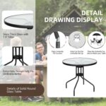 Vongrasig 6 Piece Folding Patio Dining Set,Small Metal Outdoor Garden Patio Table and Chair Set w/Umbrella for Lawn,Deck,Backyard,Black - Image 6