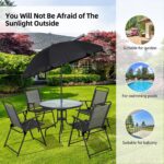 Vongrasig 6 Piece Folding Patio Dining Set,Small Metal Outdoor Garden Patio Table and Chair Set w/Umbrella for Lawn,Deck,Backyard,Black - Image 8