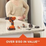 BLACK+DECKER 20V MAX 68-Piece Cordless Drill and Home Tool Project Kit with Tool Storage Bag (LDX120PK) - Image 9