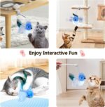 Migipaws Interactive Flapping Bird Cat Toys with Rod, clamp, Elastic String and Catnip, Automatic Chirping Toys for Indoor Cats to Chase, Hanging Feathers for Kitten to Self Play,Rechargeable(Blue) - Image 3