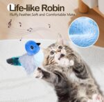 Migipaws Interactive Flapping Bird Cat Toys with Rod, clamp, Elastic String and Catnip, Automatic Chirping Toys for Indoor Cats to Chase, Hanging Feathers for Kitten to Self Play,Rechargeable(Blue) - Image 6