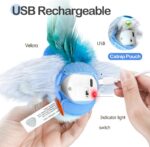 Migipaws Interactive Flapping Bird Cat Toys with Rod, clamp, Elastic String and Catnip, Automatic Chirping Toys for Indoor Cats to Chase, Hanging Feathers for Kitten to Self Play,Rechargeable(Blue) - Image 7
