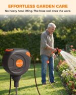 NEO-TEC Retractable Garden Hose Reel 82 ft 1/2 Inch, Ground-Mounted Freestanding Water Hose, No-Drill 360° Swivel, Any-Length Lock & 20% Slow Return for Large Yard Lawn Car Washing - Image 3