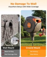 NEO-TEC Retractable Garden Hose Reel 82 ft 1/2 Inch, Ground-Mounted Freestanding Water Hose, No-Drill 360° Swivel, Any-Length Lock & 20% Slow Return for Large Yard Lawn Car Washing - Image 5