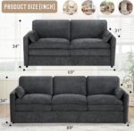 2 Pieces Chenille Sofa Set with Soft Pillows, Dark Grey | Comfy 3-Seat and Loveseat Couch w/Thickened Cushions, Modern Upholstered Sofa Set w/Deeper Seats for Living Room, Apartment - Image 4