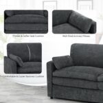 2 Pieces Chenille Sofa Set with Soft Pillows, Dark Grey | Comfy 3-Seat and Loveseat Couch w/Thickened Cushions, Modern Upholstered Sofa Set w/Deeper Seats for Living Room, Apartment - Image 6