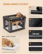 Feandrea Collapsible Dog Crate, Portable Travel Crate, 36-Inch | Oxford Fabric Pet Carrier with 4 Mesh Doors, Handles, Storage Pocket, Water Bottle Holder, UPDC019B01 - Image 6