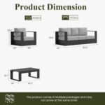 4 Piece Oversized Aluminum Outdoor Furniture Set with Coffee Table | Patio Sofa Sets, Deep Seating and Upgraded 6-inch Cushions for Porch, Balcony, Deck - Image 8