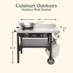 Cuisinart Outdoor Wok Station with Rear Wheels, 14" Steel Pan, 50,000 BTU - Image 3