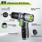 WORKPRO 8V Cordless Drill Set with Battery and Charger, 3/8" Keyless Chuck | Electric Power Drill, 2.0Ah Battery, Variable Speed, Portable for Home Improvement & DIY - Image 4
